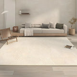 Stripe Rectangle Polyester Beige Living Room Area Rug Image - 2