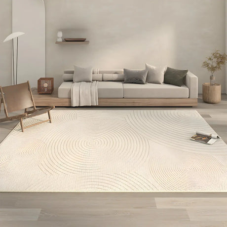 Stripe Rectangle Polyester Beige Living Room Area Rug Image - 2