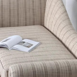Striped Fabric Left-Arm Chaise with Nailhead Trim Image - 10