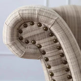Striped Fabric Left-Arm Chaise with Nailhead Trim Image - 13