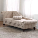 Striped Fabric Left-Arm Chaise with Nailhead Trim Image - 2