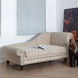 Striped Fabric Left-Arm Chaise with Nailhead Trim Image - 3