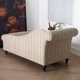 Striped Fabric Left-Arm Chaise with Nailhead Trim Image - 4