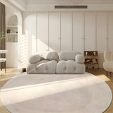 Striped Modern Round Beige Polyester Medium Area Rug Image - 13