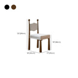 Striped Upholstered Wood Open Back Dining Side Chair #size