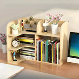 Stylish 3 Tiers Desktop Shelf Storage Bookshelf White Image - 18