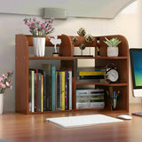 Stylish 3 Tiers Desktop Shelf Storage Bookshelf White Image - 16