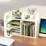 Stylish 3 Tiers Desktop Shelf Storage Bookshelf White Image - 17