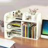 Stylish 3 Tiers Desktop Shelf Storage Bookshelf White Image - 17