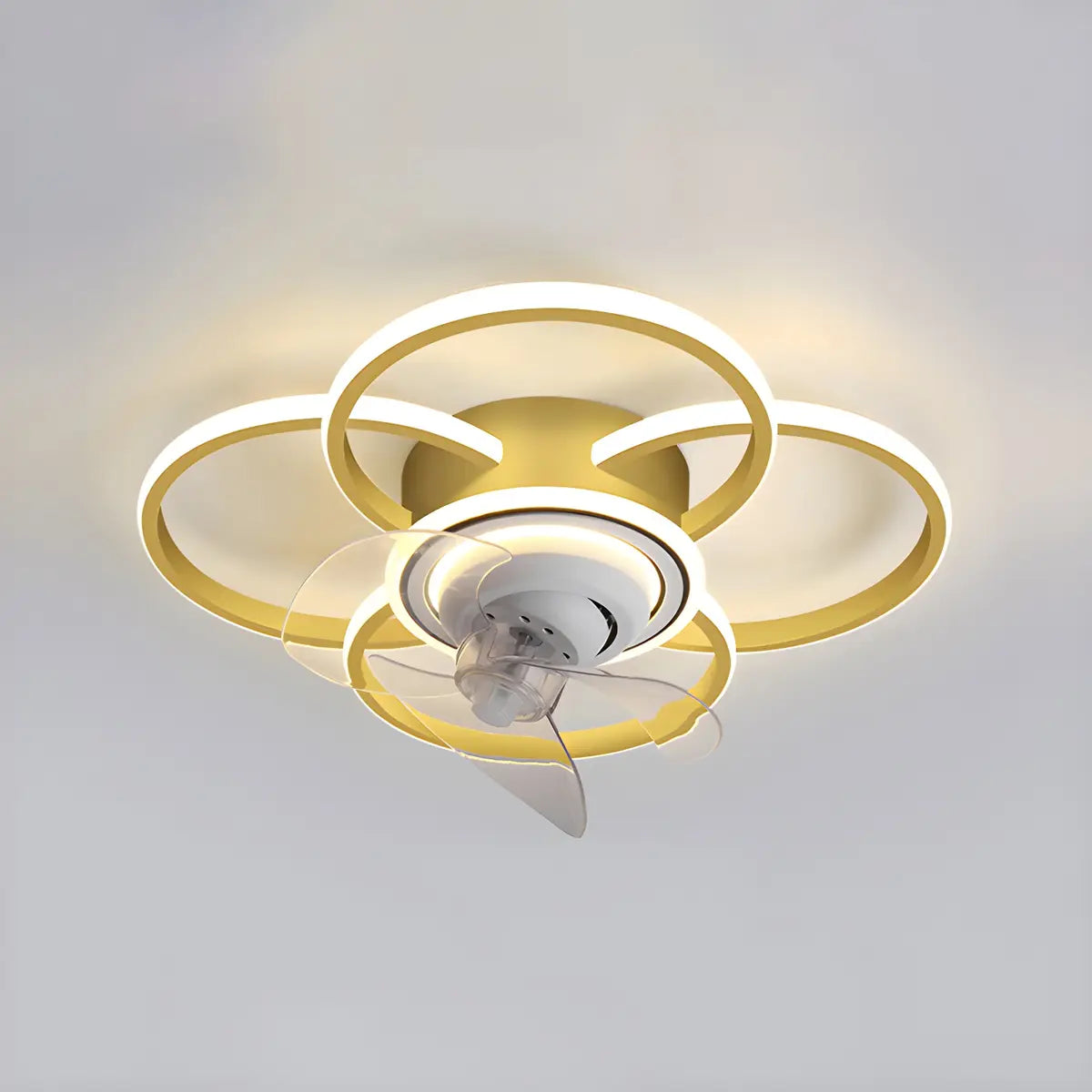Stylish 5-Light Multi-Ring Metal Ceiling Fan with Light Image - 3