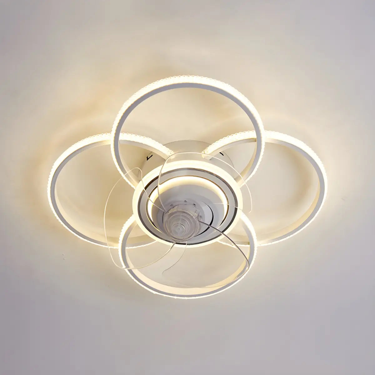 Stylish 5-Light Multi-Ring Metal Ceiling Fan with Light Image - 4