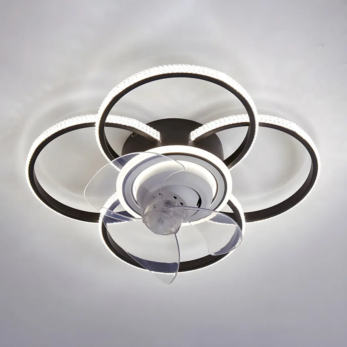 Stylish 5-Light Multi-Ring Metal Ceiling Fan with Light Image - 13