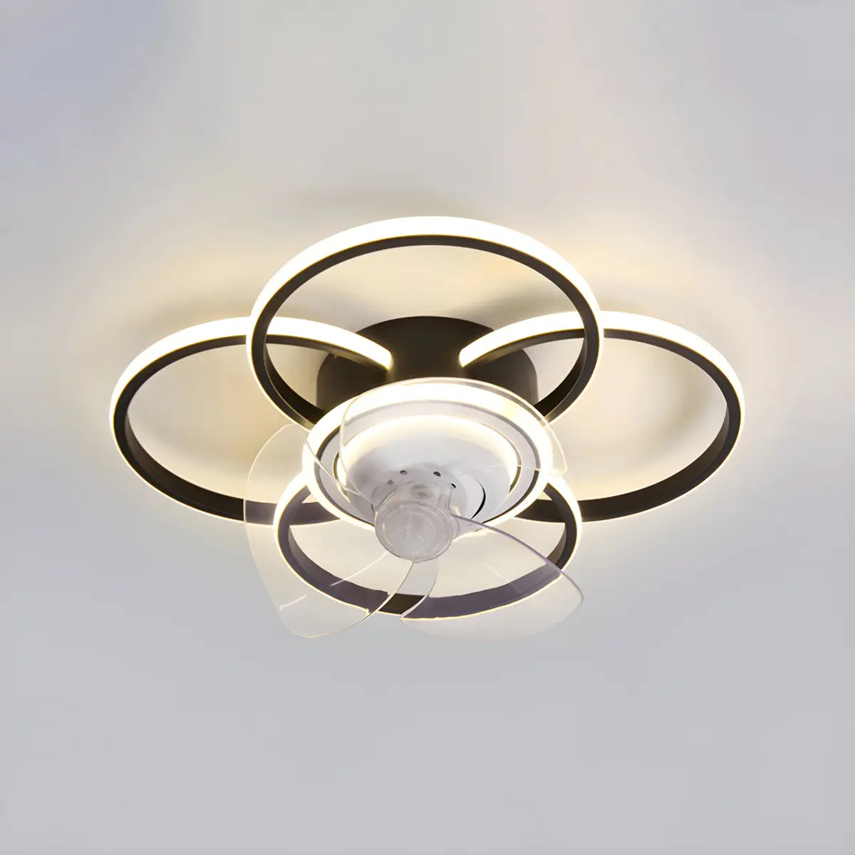 Stylish 5-Light Multi-Ring Metal Ceiling Fan with Light Image - 6