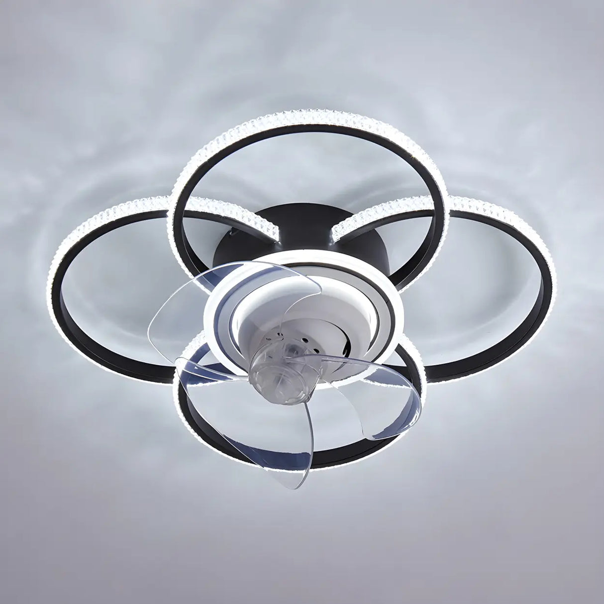 Stylish 5-Light Multi-Ring Metal Ceiling Fan with Light Image - 14