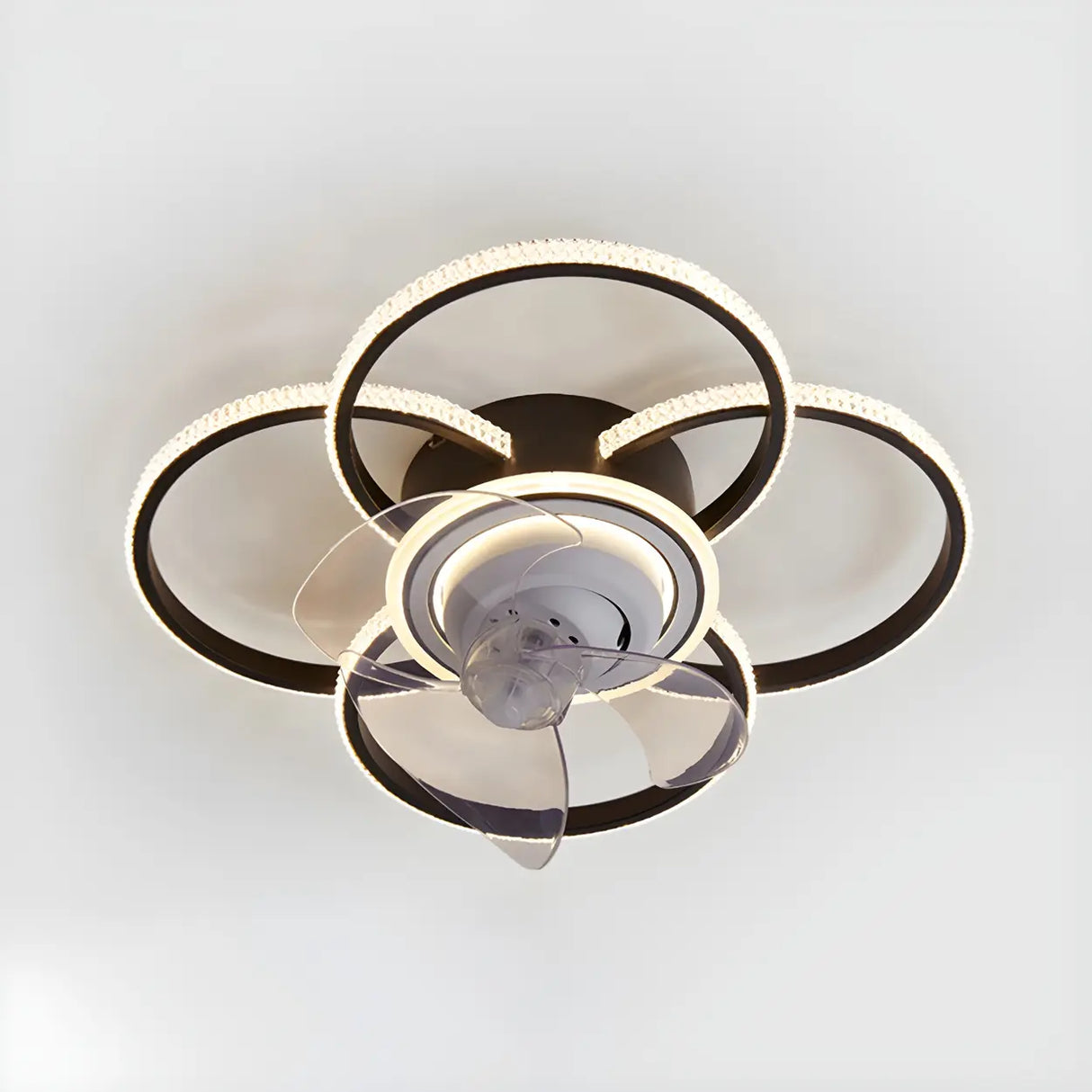 Stylish 5-Light Multi-Ring Metal Ceiling Fan with Light Image - 15