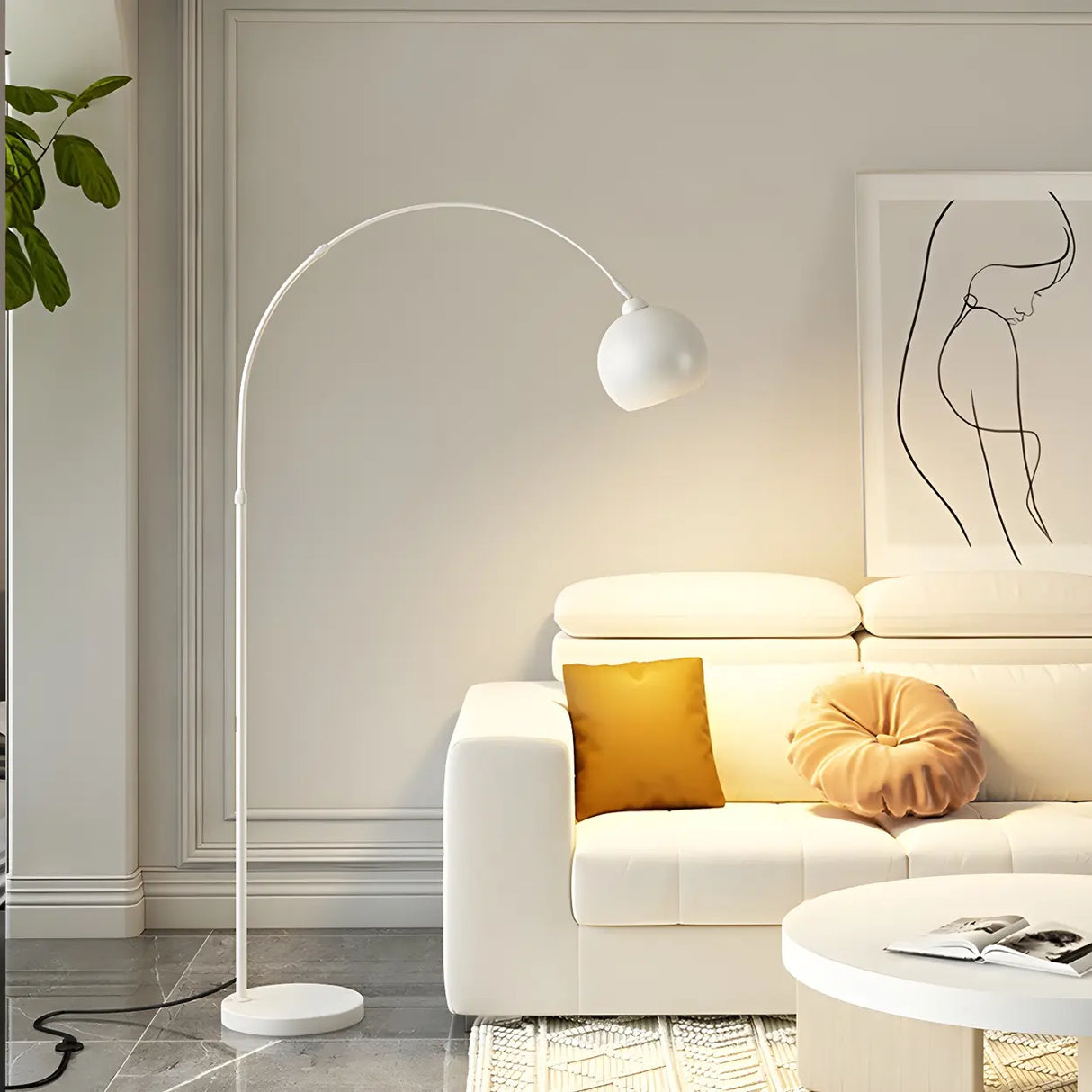 Stylish Adjustable Chrome Dome and Arc Floor Lamp Image - 17