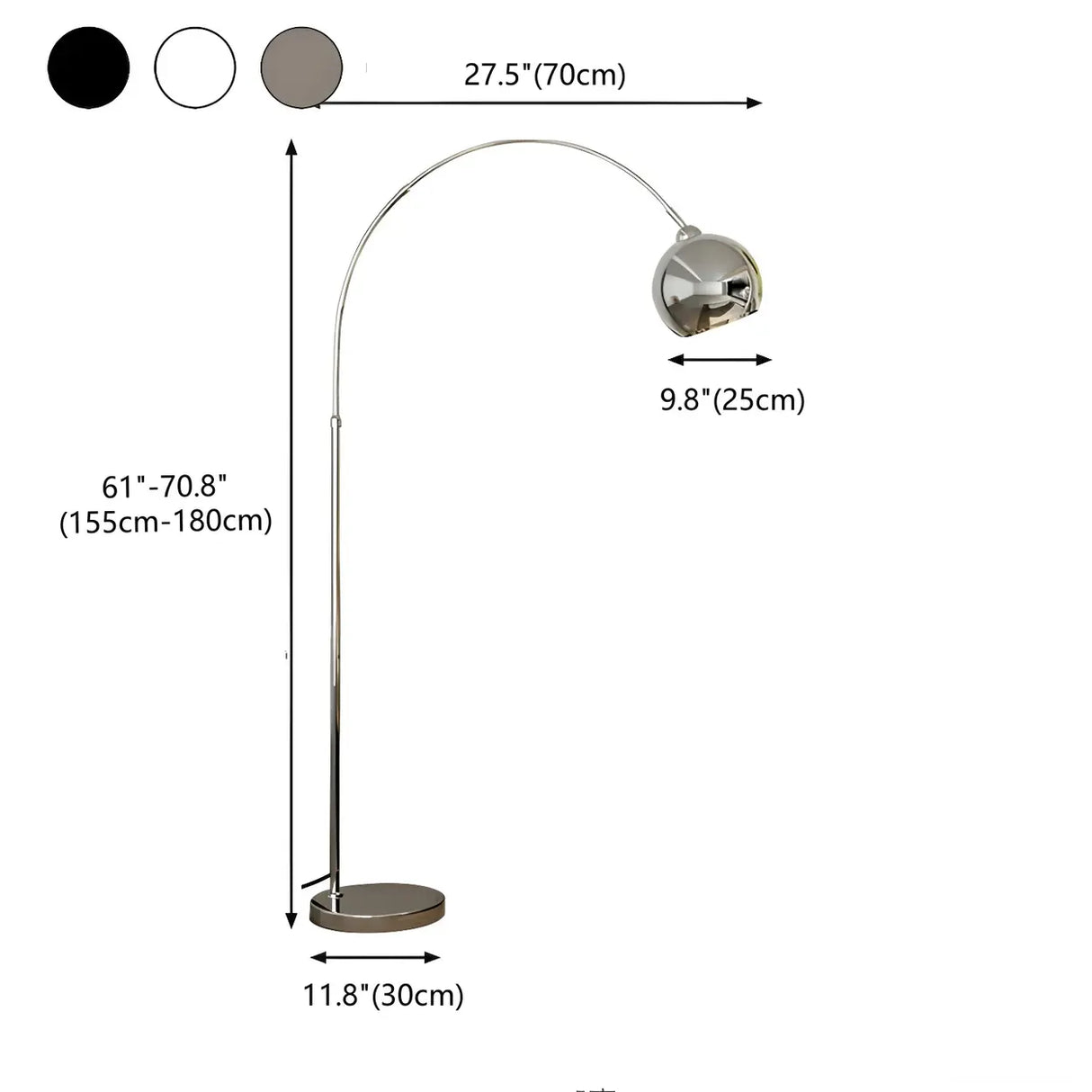 Stylish Adjustable Chrome Dome and Arc Floor Lamp 