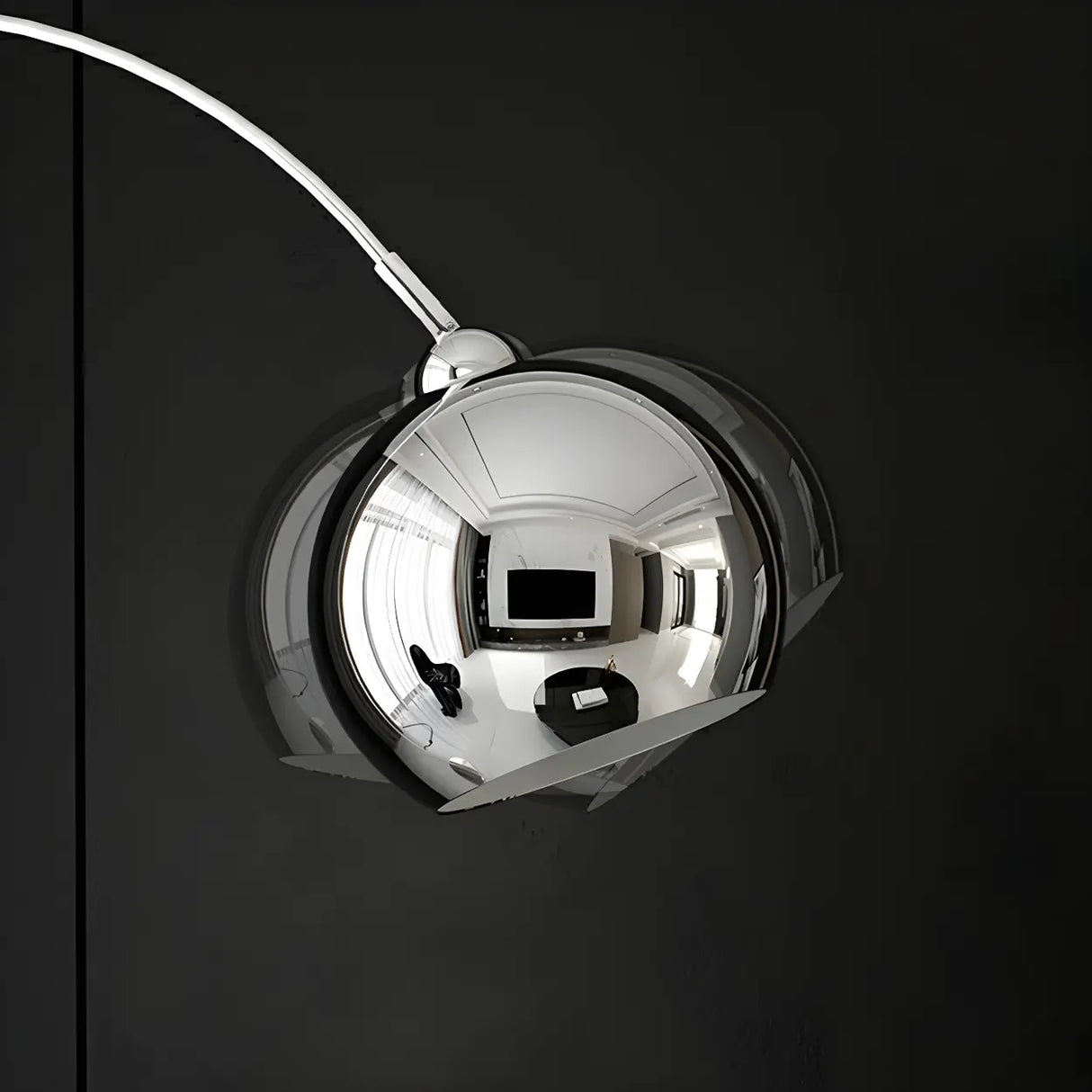 Stylish Adjustable Chrome Dome and Arc Floor Lamp Image - 3