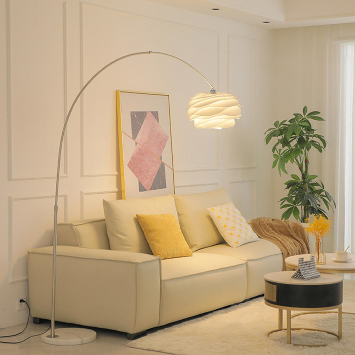 Stylish Adjustable Floral and Modern Arc Floor Lamp Image - 3