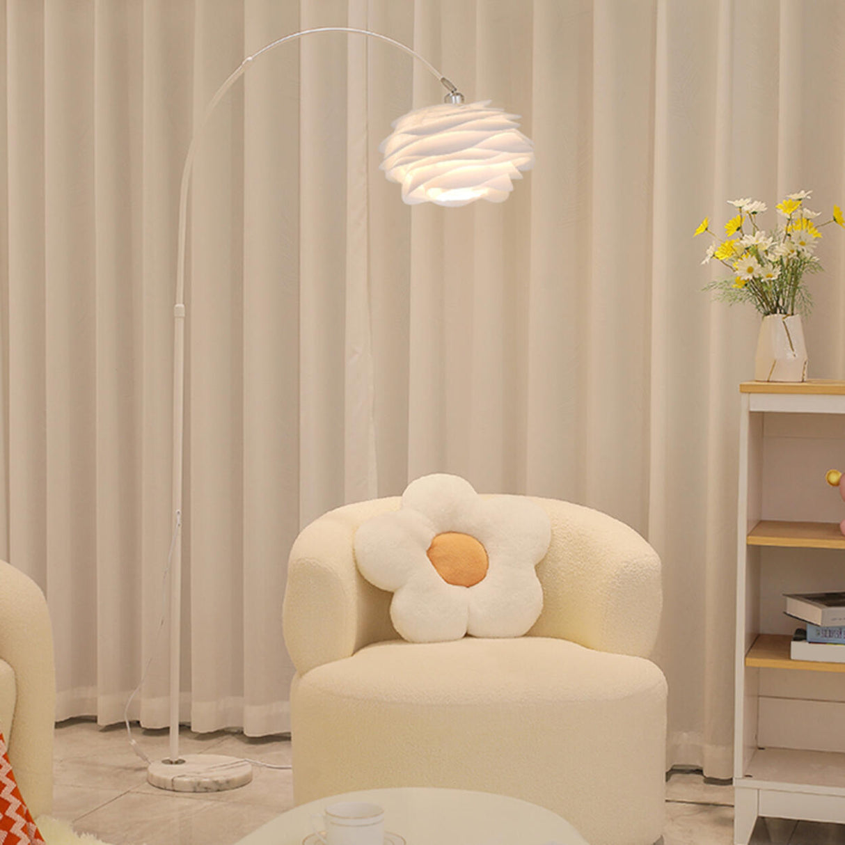 Stylish Adjustable Floral and Modern Arc Floor Lamp Image - 4