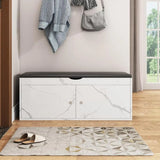 Stylish Adjustable Marble Hallway White Shoe Storage Bench Image - 1