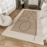 Stylish Bedroom Beige Rectangle Plush 	Striped Area Rug Image - 6