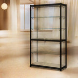 Stylish Black Clear Glass Adjustable Display Cabinet Image - 4