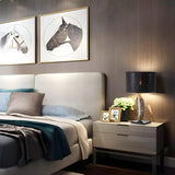 Stylish Black Drum Shade Chic Feather Base Table Lamp Image - 14