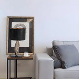 Stylish Black Drum Shade Chic Feather Base Table Lamp Image - 5