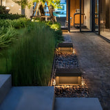 Stylish Black Rectangular Metal Outdoor Table Lamp Image - 10