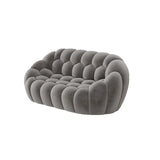 Stylish Black-White Frosted Velvet Sloped Arms Sofa Image - 9