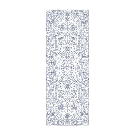 Stylish Blue Floral Rectangular Microfibre Area Rug Image - 2