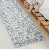 Stylish Blue Floral Rectangular Microfibre Area Rug Image - 4