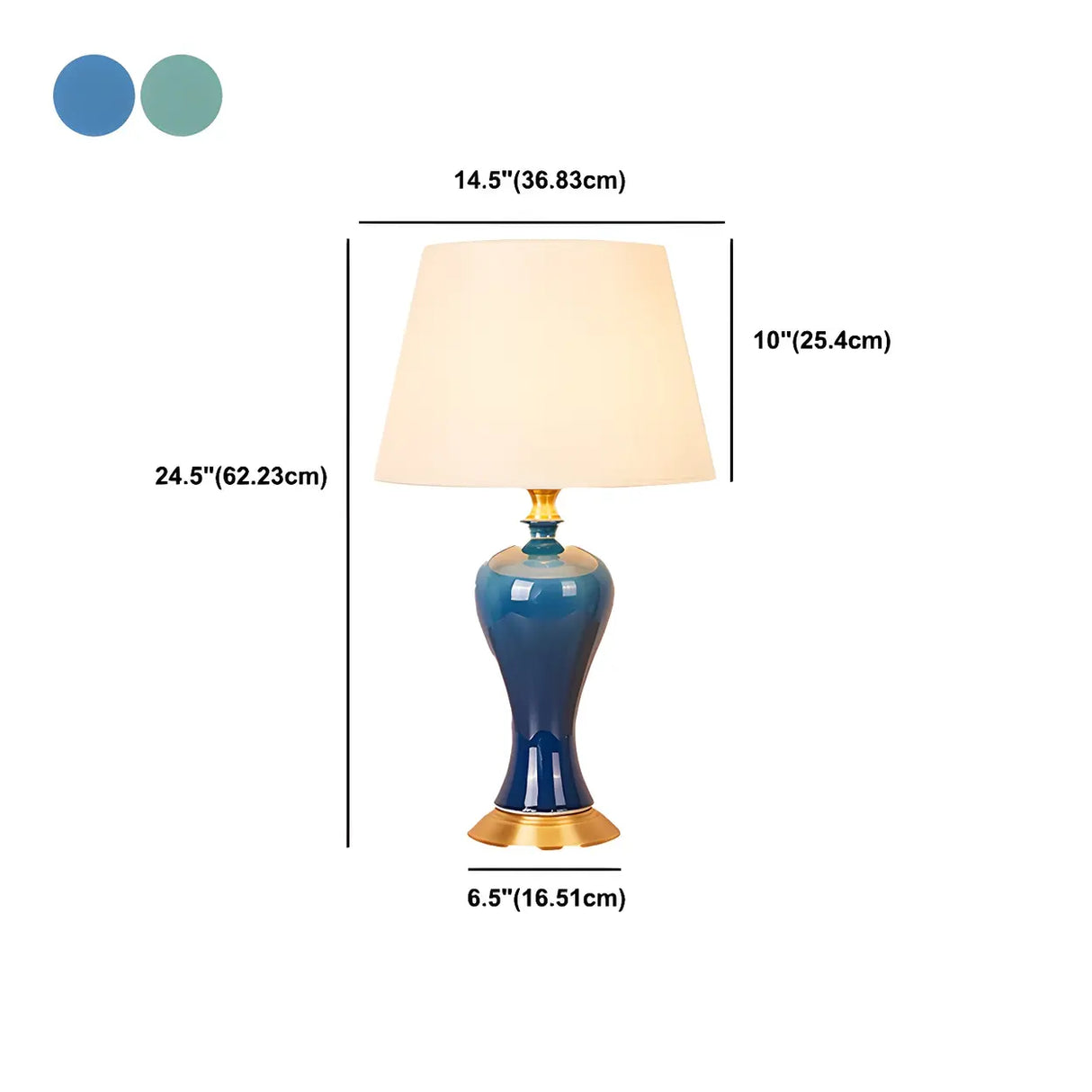 Stylish Blue Vase Ceramic Base Fabric Shade Table Lamp 