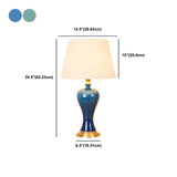 Stylish Blue Vase Ceramic Base Fabric Shade Table Lamp #size