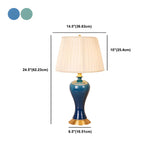 Stylish Blue Vase Ceramic Base Fabric Shade Table Lamp Image - 17