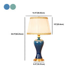 Stylish Blue Vase Ceramic Base Fabric Shade Table Lamp Image - 18