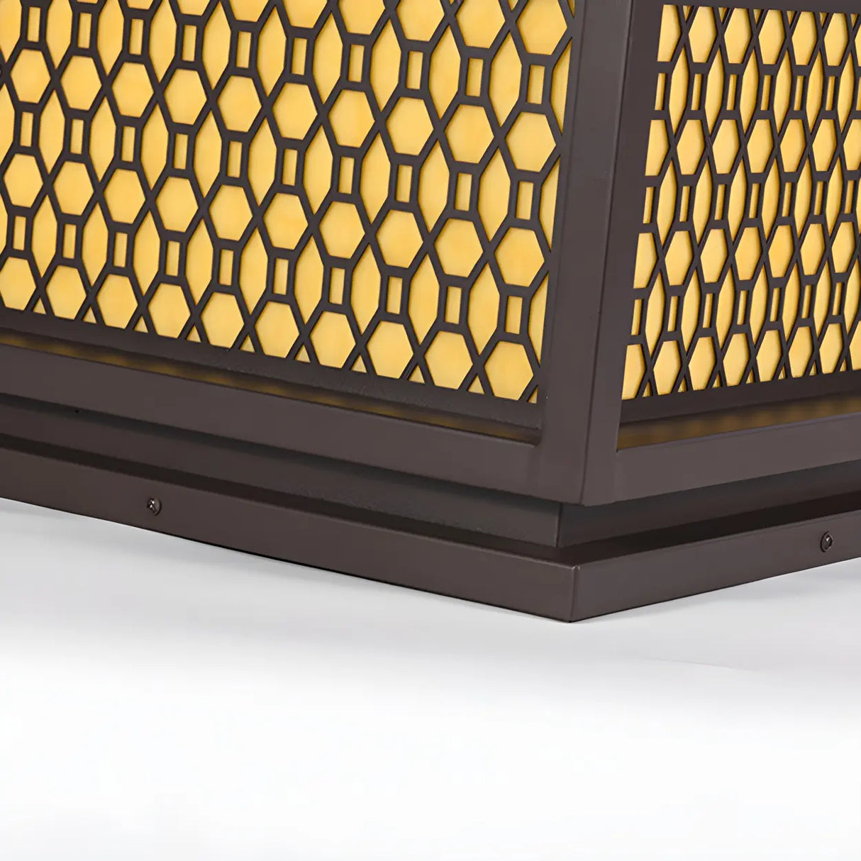 Stylish Bronze Finish Metal Square Outdoor Post Lamp Image - 9