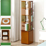 Stylish Brown Square Wooden Narrow Storage Bookcase Image - 10