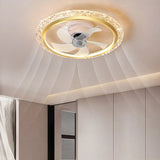 Stylish Clear 5-Blade Round Crystal Ceiling Fan Light Image - 2