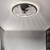 Stylish Clear 5-Blade Round Crystal Ceiling Fan Light Image - 3