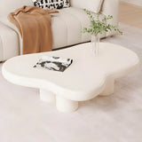 Stylish Cream Wood Free Form Four Legs Coffee Table Image - 3