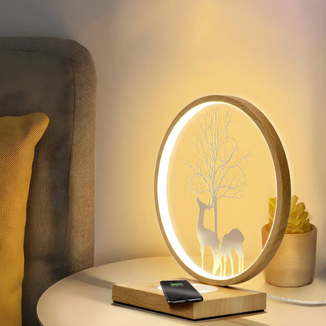 Stylish Creative Deer Silhouette Circle Table Lamp Image - 5