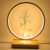 Stylish Creative Deer Silhouette Circle Table Lamp Image - 8