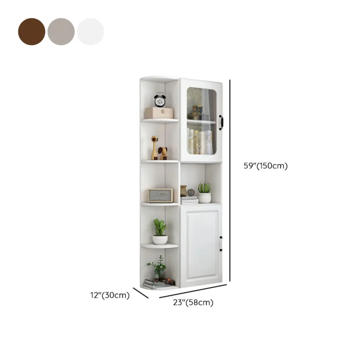Stylish Design Closed Back Wood Narrow Storage Bookcase 