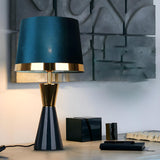 Stylish Fabric Barrel Ceramic Base Modern Table Lamp Image - 10