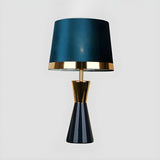 Stylish Fabric Barrel Ceramic Base Modern Table Lamp Image - 5