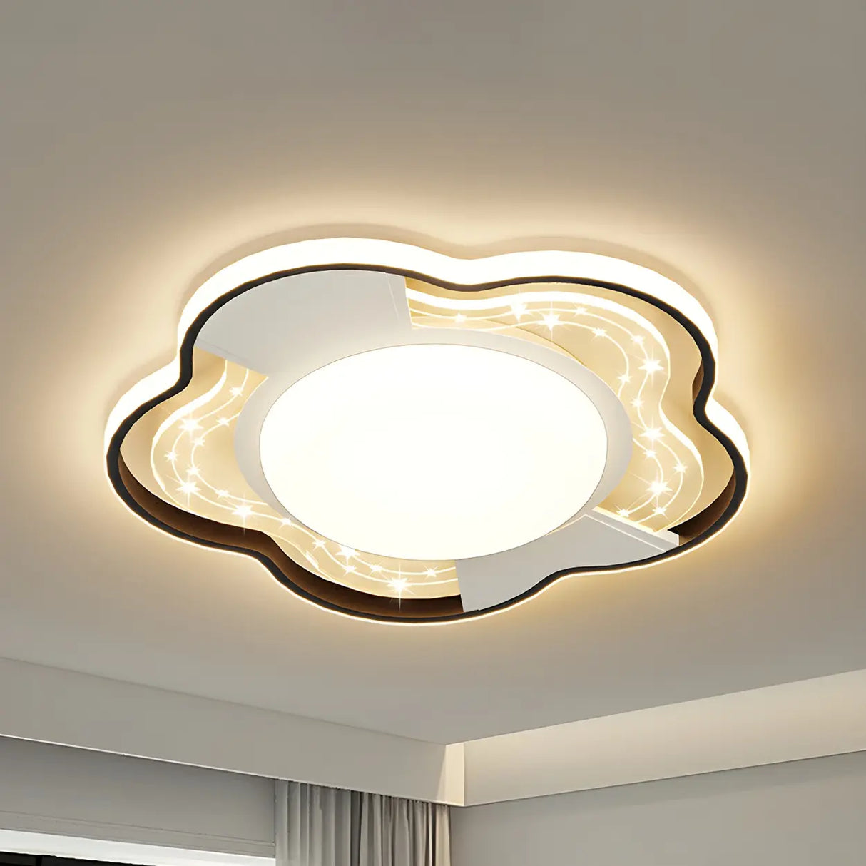 Stylish Flower Dimmable LED Flush Mount Ceiling Light Image - 8