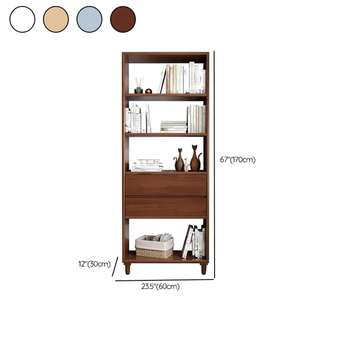 Stylish French Style Wooden Vertical Storage Bookcase 