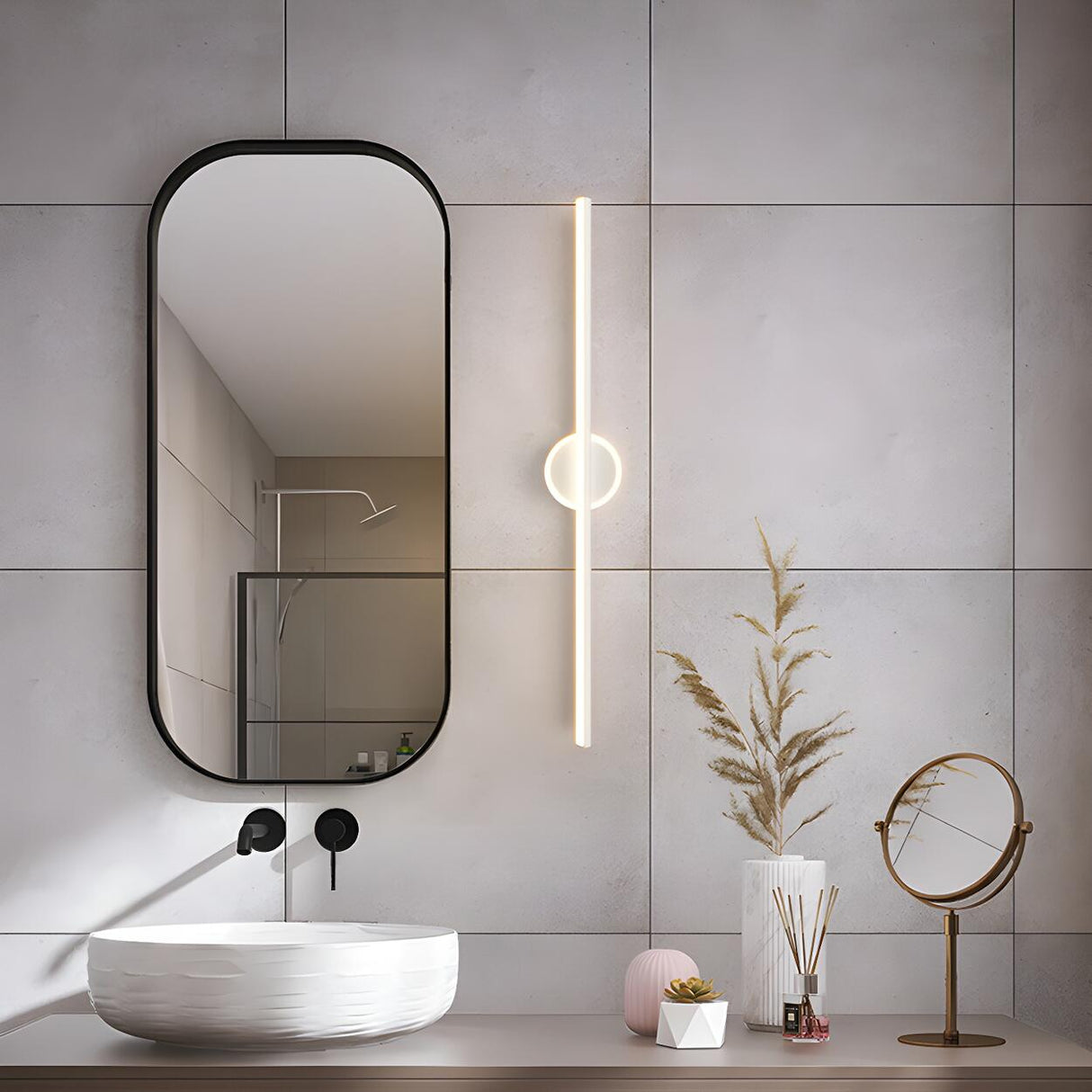 Stylish Geometric Design Simple LED Strip Vanity Light Image - 6